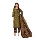 Women's printed unstiched cotton dress material in khaki