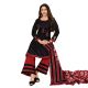 Women's casual printed unstiched dress material in black